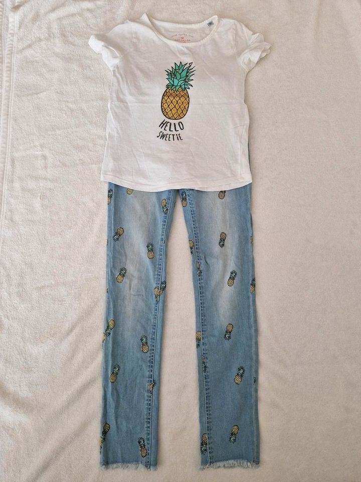 Tom Tailor Set Jeans Hose T-Shirt Mädchen Gr. 128/134 Ananas in Ratingen