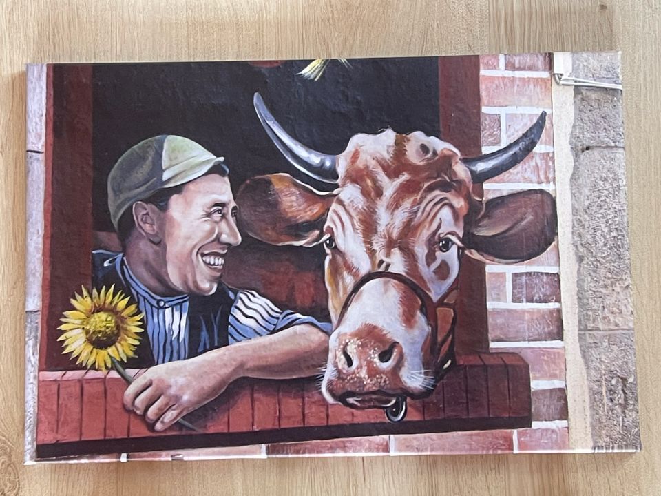 Bild auf Leinwand, Glücklicher Landwirt in Hohenhorn