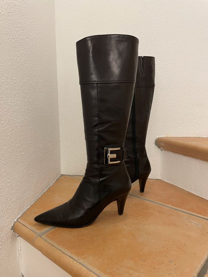 Feminine Stiefel Rock-Stiefel schwarz 39 von Franco Russo Leder in Schechen