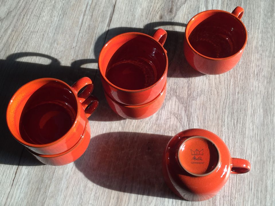 Melitta Ceracron orange Kaffee Tee TASSE 70er Stockholm Keramik in Daun