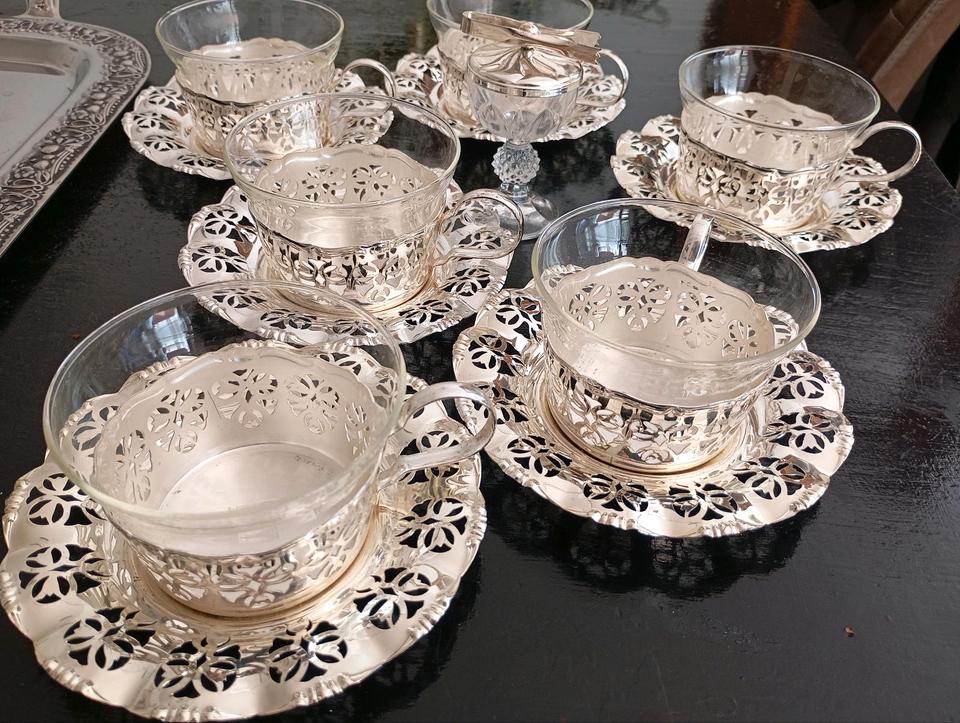 Vintage Teeservice Telegläser Tee-Set versilbert in Saarbrücken