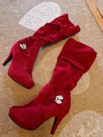 Plateau Stiefel samt rot Strass 37 Bayern - Erlenbach am Main  Vorschau