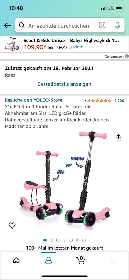 Kinderroller 3 in 1 Originalverpackt pink in Tussenhausen