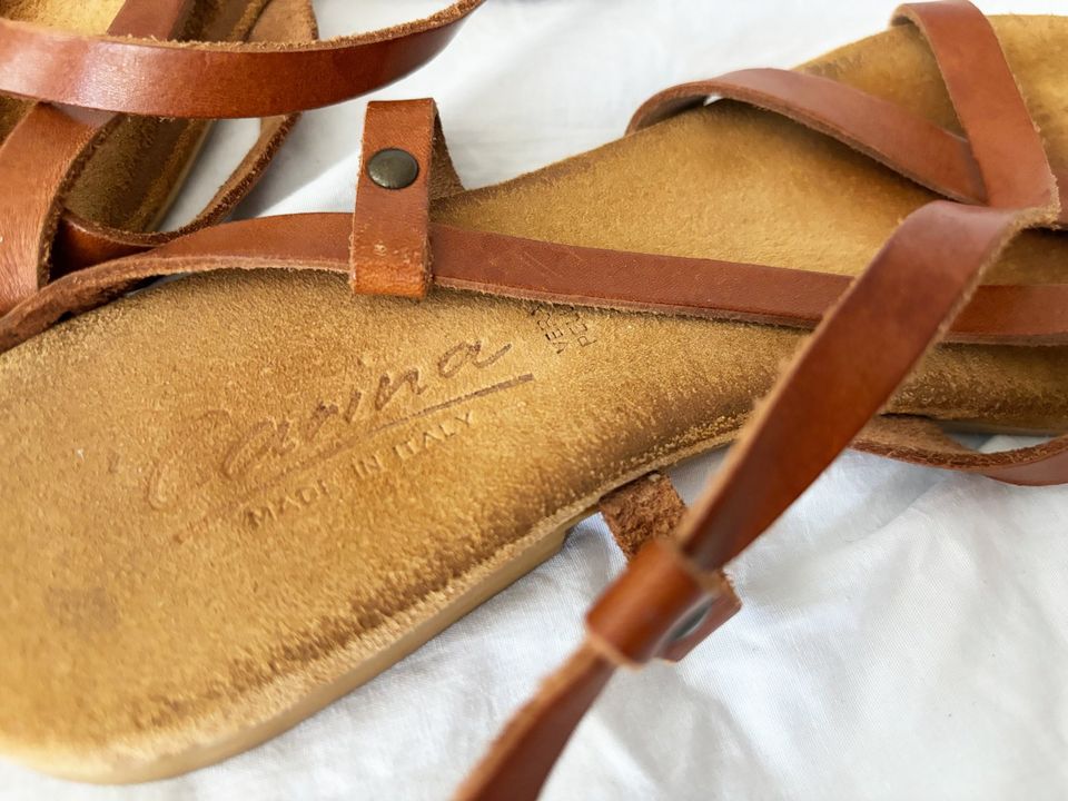 Italienische Leder Sandalen Gr. 38 braun in Berlin