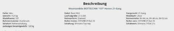 27,5 Zoll Bottecchia MTB 107, 48 cm Rahmen Mountainbike blau in Crailsheim