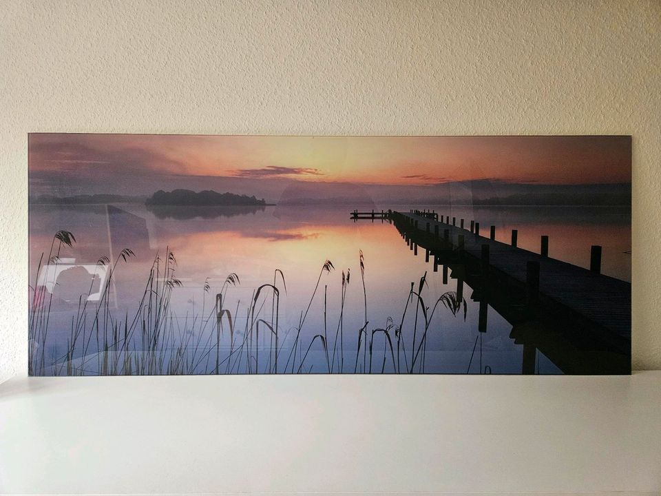 Glasbild Steg am See in Acryl 125x50cm in Kelkheim