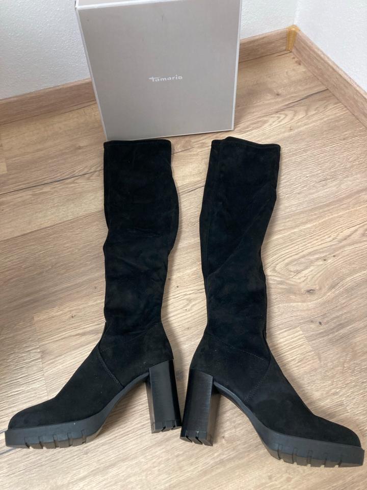 Neue Tamaris Stretch Stiefel Overknee Schwarz Größe 40 in Windorf