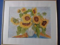 Sonnenblumen Aquarell Bild, im Rahmen, signiert H. Traupe 00 Niedersachsen - Langelsheim Vorschau