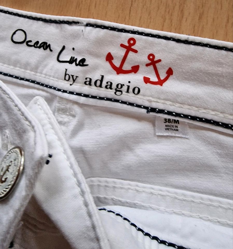 Jeans, Ocean Line by adagio, weiß, Gr.38, 7/8 Länge in Kiel