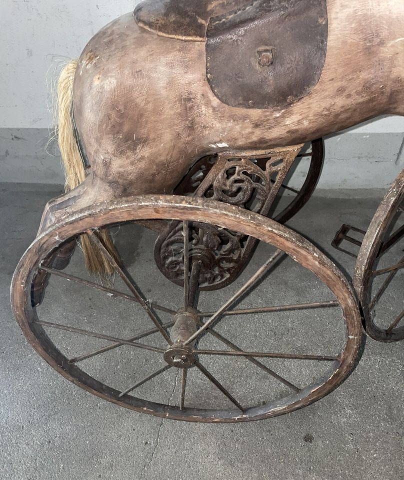 Antikes Dreirad Pferd alt Metall Holz Pferd Fahrrad antik Deko in Hiltrup