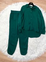 Zara co-ord set acetat Anzug emerald Hemd oversize s Bluse seidig Düsseldorf - Pempelfort Vorschau