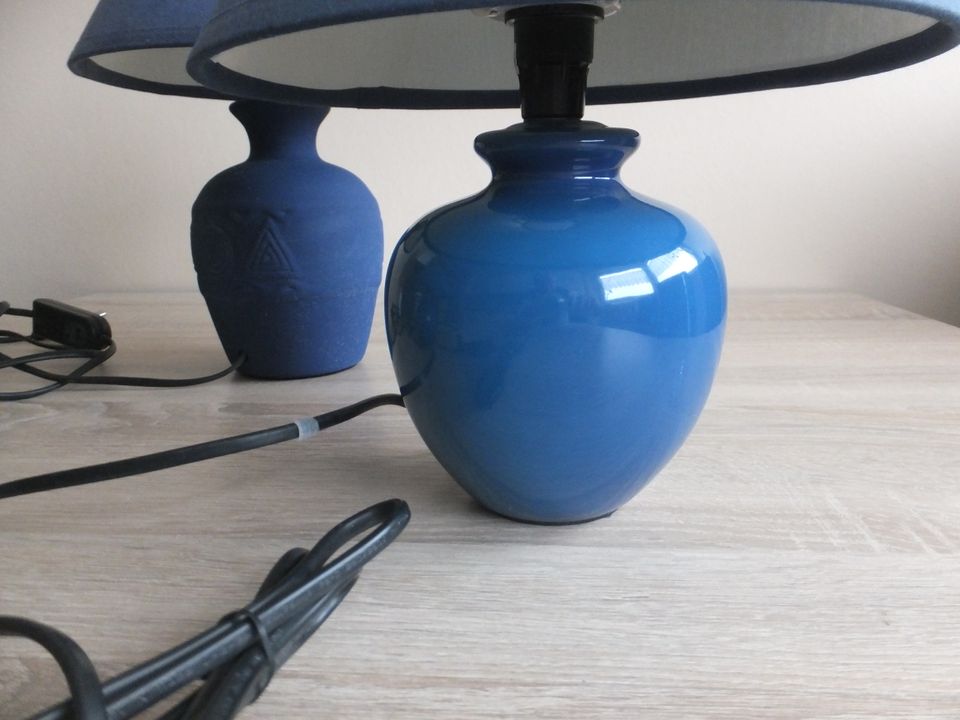 Tischlampe Tischleuchte Nachttisch Leselampe 2x 24cm 1x 20cm blau in Aachen