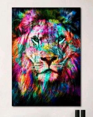 ✅ Wysocky John - Color Lion / 100x70 cm, auf Keilrahmen, Leinwand, Kunstwerk, Gemälde, Acryl, Löwe in Horstmar