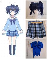 Shio Happy Sugar Life Cosplay blau kariert rock M wig ponytails Rheinland-Pfalz - Grünstadt Vorschau