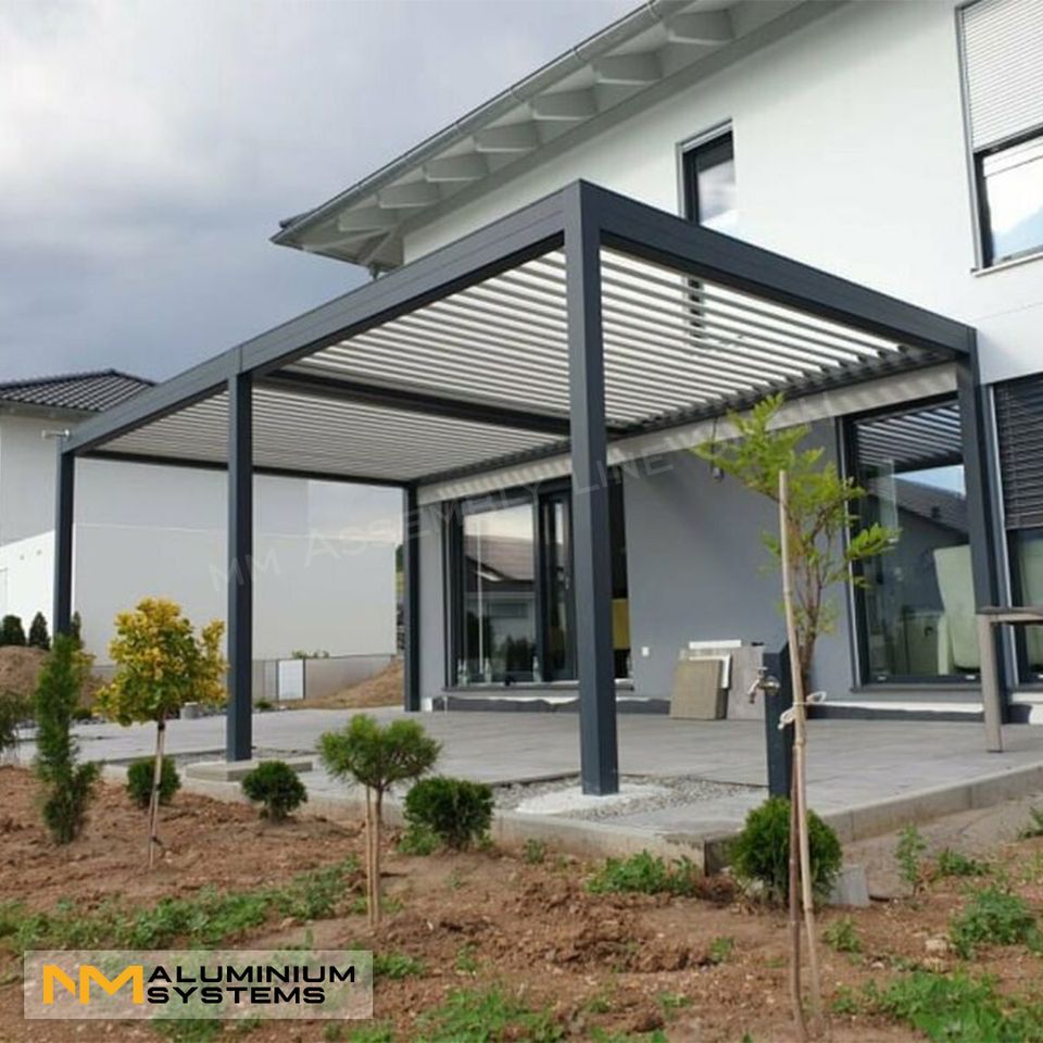 Lamellendach Pavillon Pergola Gartenpavillon Terasse 4 m x 2,5 m in Nauheim