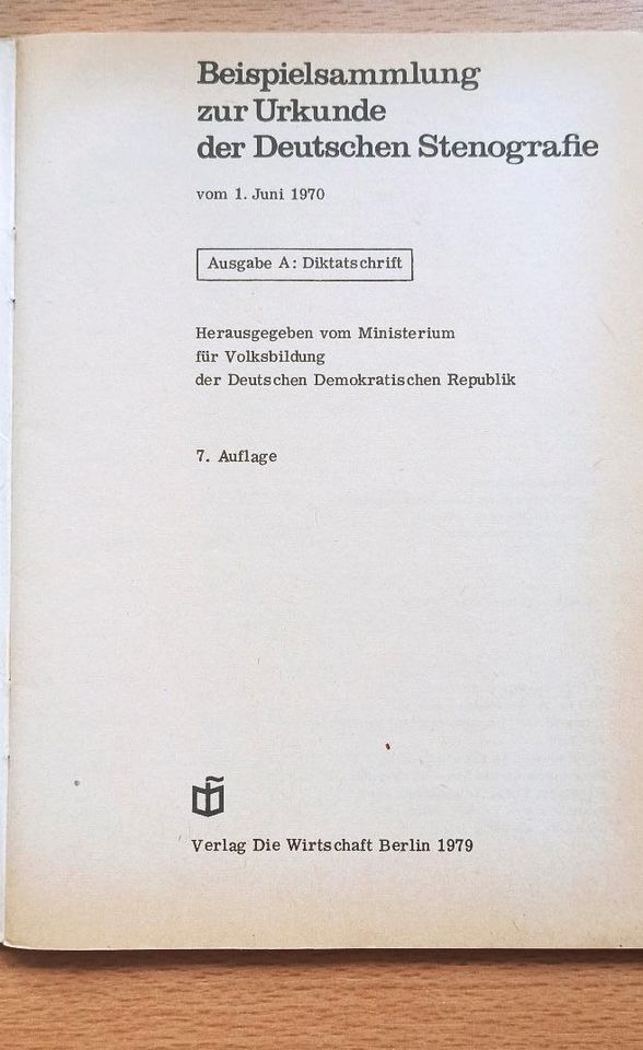DDR/Ostalgie - Wörterbuch/Beispielsammmlung Deutsche Stenographie in Zwenkau
