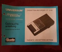 Universal Kassettenrekorder Bedienungsanleitung Karton CT 2182 Baden-Württemberg - Schwäbisch Hall Vorschau