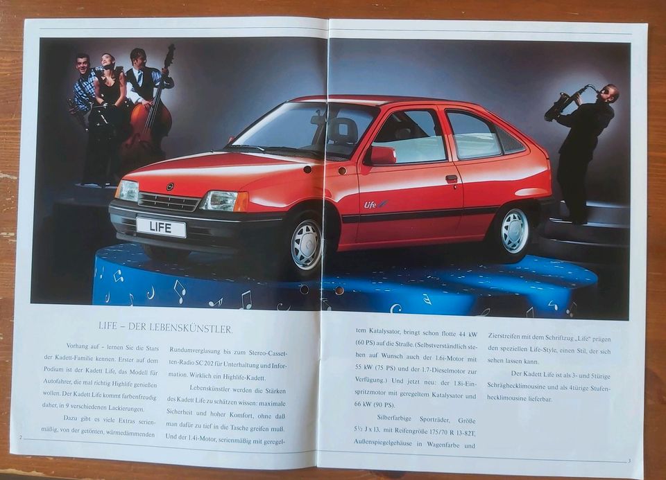 Prospekt Opel Kadett E 1990 Life Frisco Beauty Cabrio Edition usw in Hannover