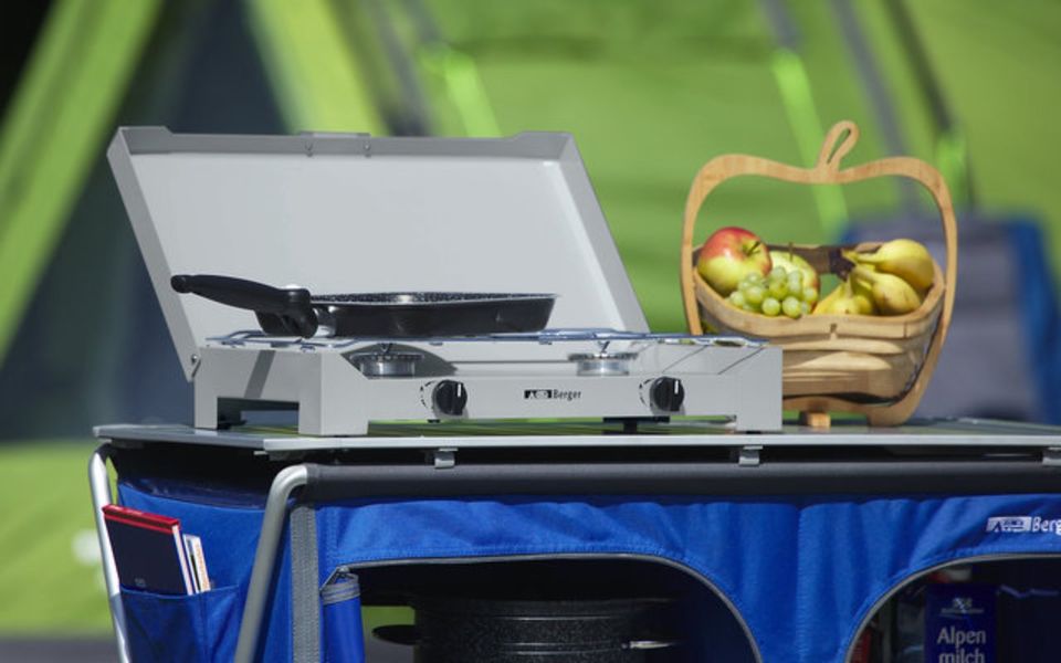 Berger Gaskocher Zweiflammig mit Zündsicherung + Zubehör, neu in Schwerin