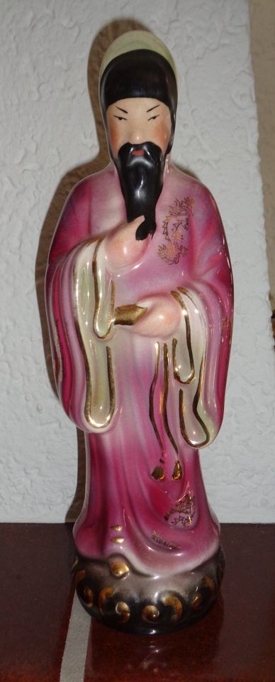 alte Porzellan Figur lila gold ca 25 cm Gott Meister? Chinesisch? in Horhausen (Westerwald)