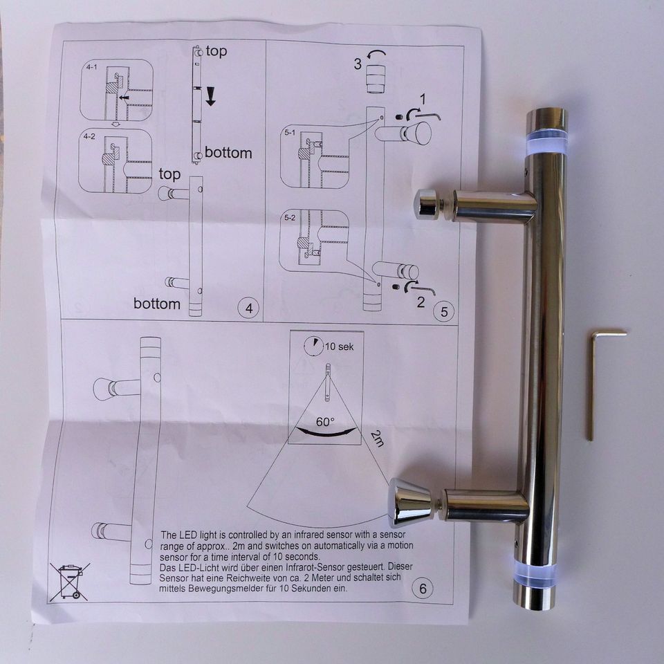 Griff für Duschtüre/Glastüre mit LED Bewegungssensor NEU in Kahl am Main