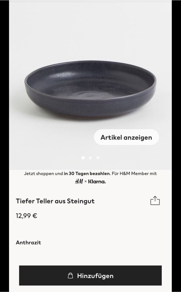 H&M Teller Steingut schwarz in Sigmaringen