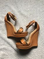 Rachel Zoe Vintage Leder High Heels Sandalen Wedges Braun Gold Hessen - Offenbach Vorschau