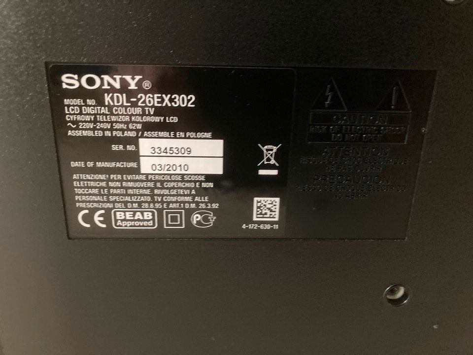 Sony KDL-26EX302 Fernseher TV in Müssen