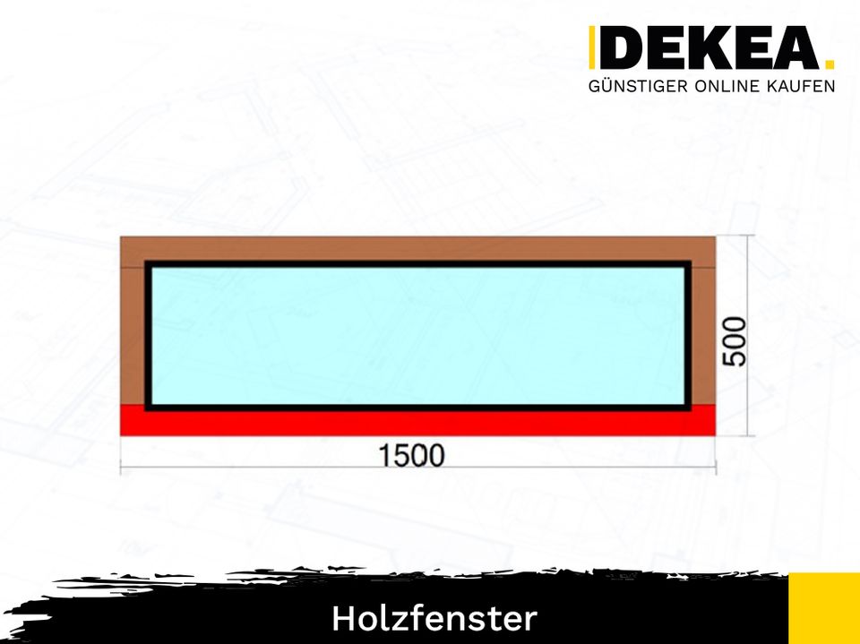 Holzfenster nach Maß Fenster Holz Kellerfenster Festverglasung 150 x 50 cm EUROLINE Schaufenster in Dresden