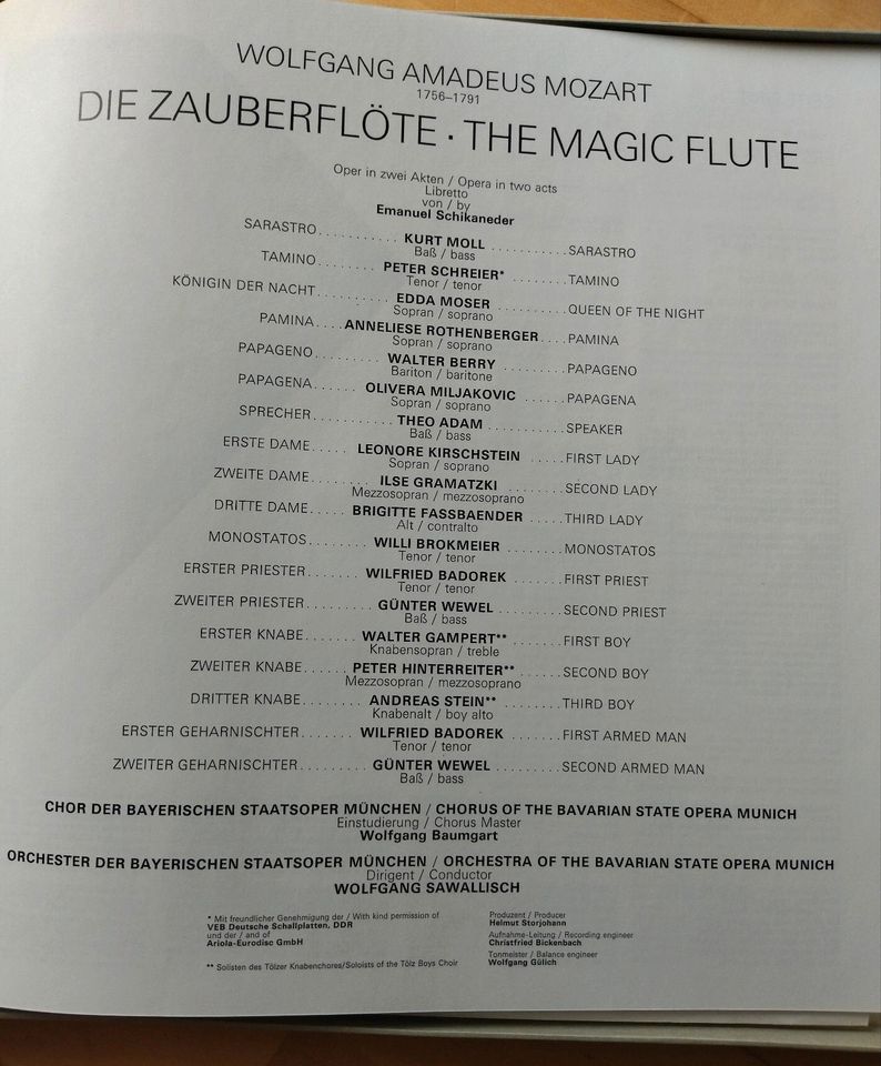 LP Mozart Die Zauberflöte Oper in 2 Akten 3 LPs in Schlüchtern