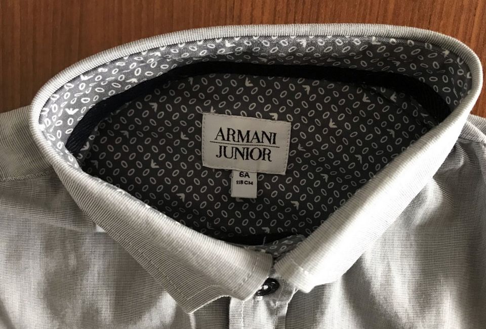 Original Armani Junior Jungen Hemd Grau Gr. 6A (116 cm) in Berlin