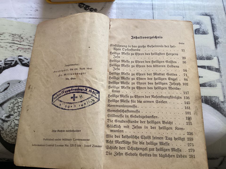 Altes Buch von 1945, Meßandachten in Grafling