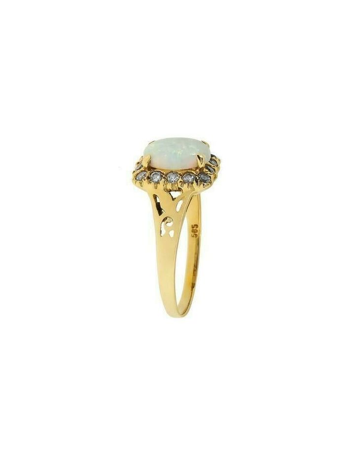 Damen Ring 585 Gelbgold mit 1 Opal 14 Zirkonia Gr.61 Nr.89557 M27 in Hannover