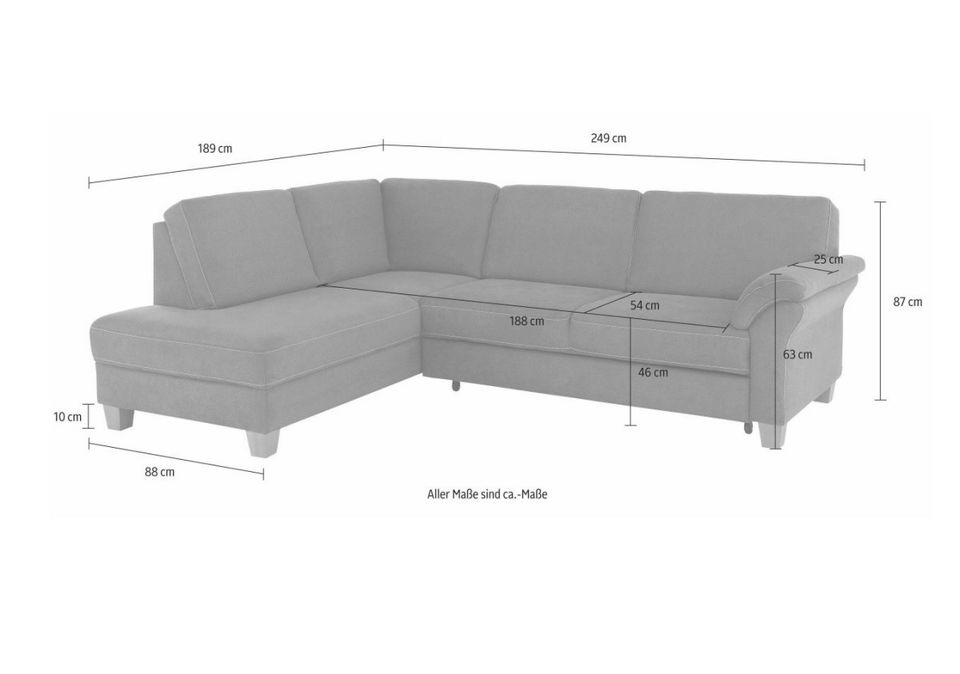 Sofa Ecksofa Couch polsterecke Federkern Borkum 249 cm Struktur in Hamburg