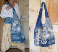 Upcycling XXL Shopper Tasche Jeans Bigbag Carry All Mega Sachsen - St. Egidien Vorschau