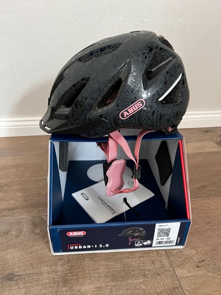 Neu Abus Fahrradhelm Urban M 52 - 58 56 flower schwarz rosa in Eutin