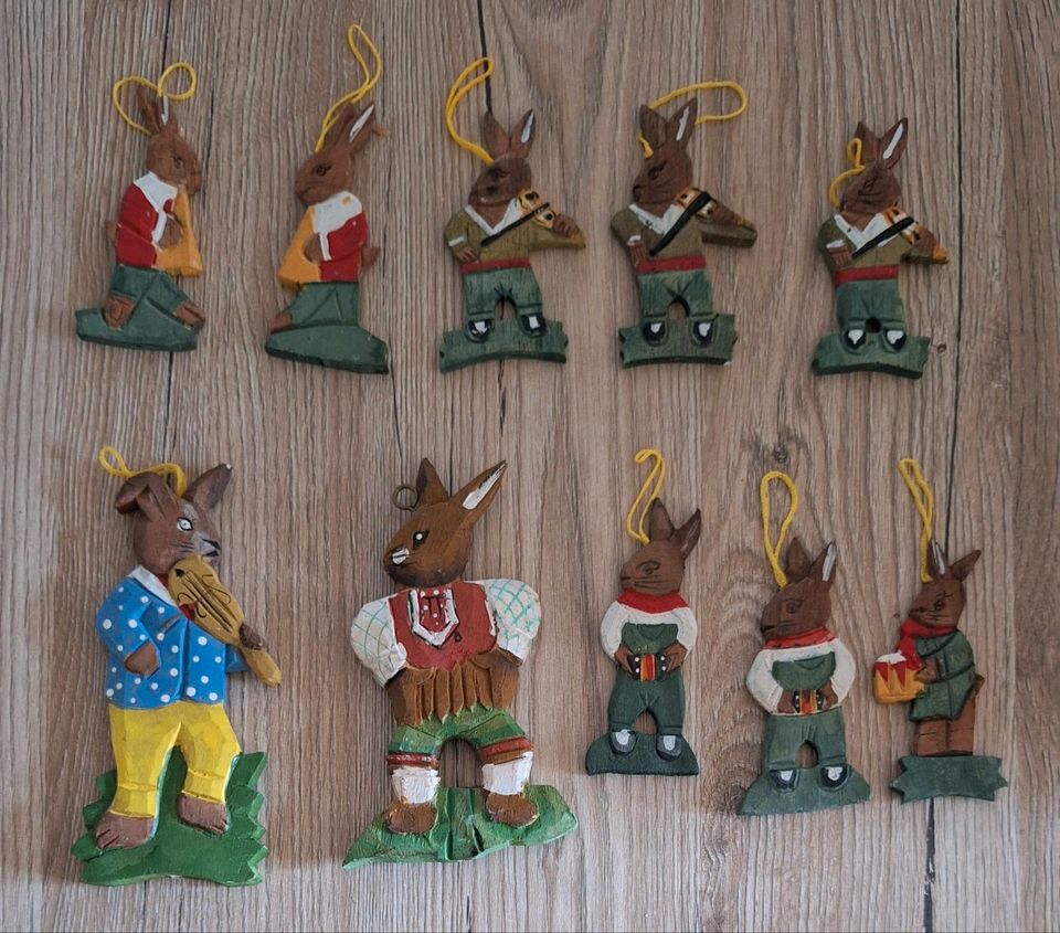 10 Osterhasen aus Holz zum anhängen 7,5 cm - 14 cm in Mudersbach