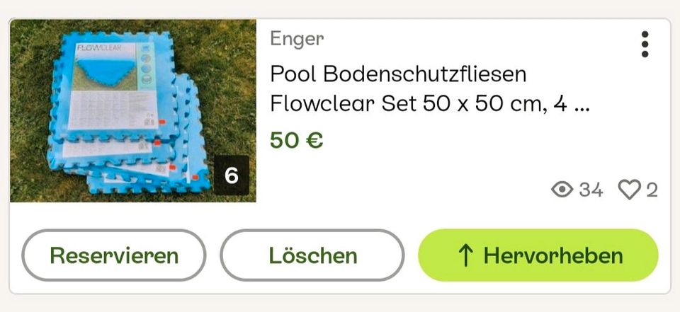 Pool Bodenschutzfliesen Flowclear Set 50 x 50 cm, 4 Stück je 2,25 in Enger