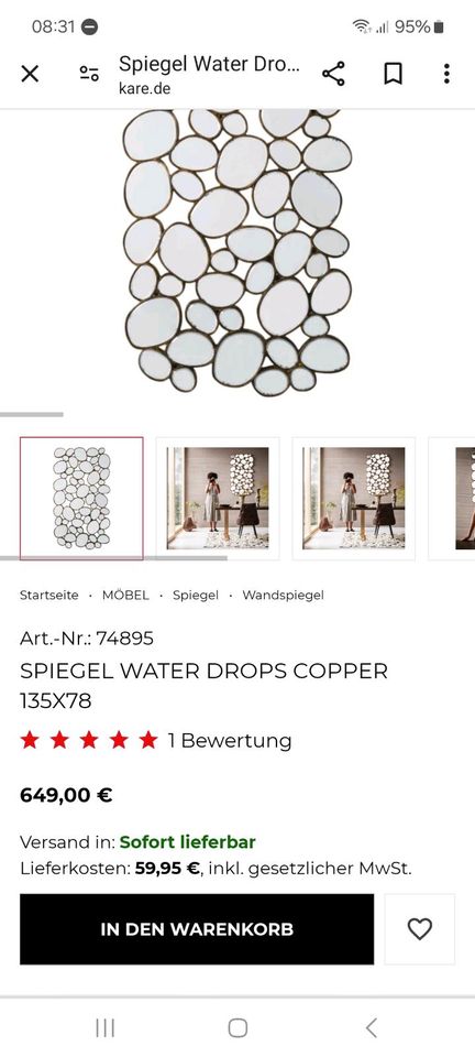 GROßER Spiegel von KARE DESIGN NP 649 EUR Water Drops in Hettstedt