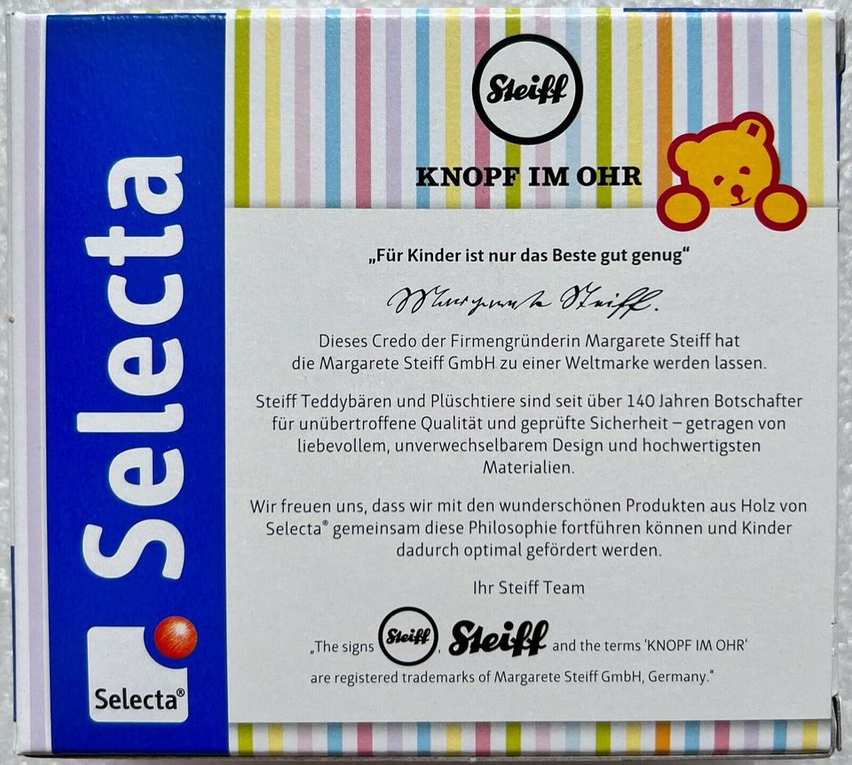 Selecta Steiff Knopf Babywelt Greifling rosa Babyspielzeug 64300 in Salgen