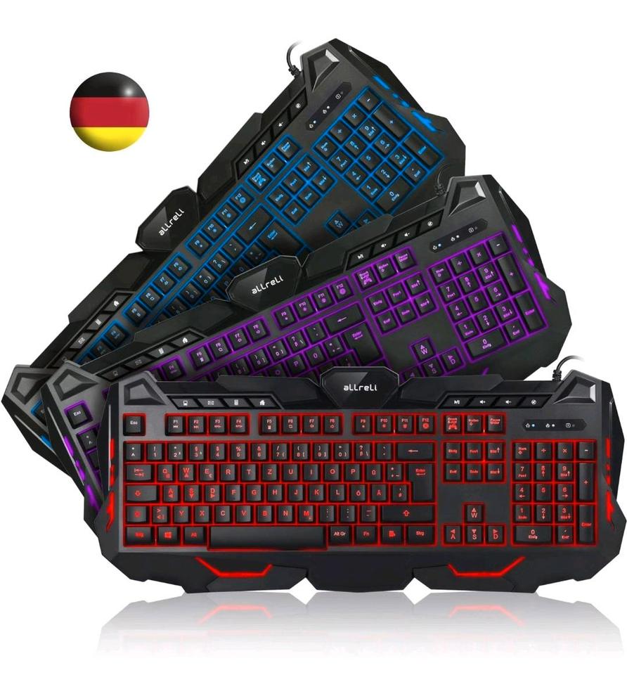 Beleuchtete Tastatur, Deutsche QWERTZ USB-Kabeltastatur,neu in Creußen