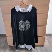 Pullover mit Bluseneinsatz schwarz Größe 52/54 Bayern - Vöhringen Vorschau