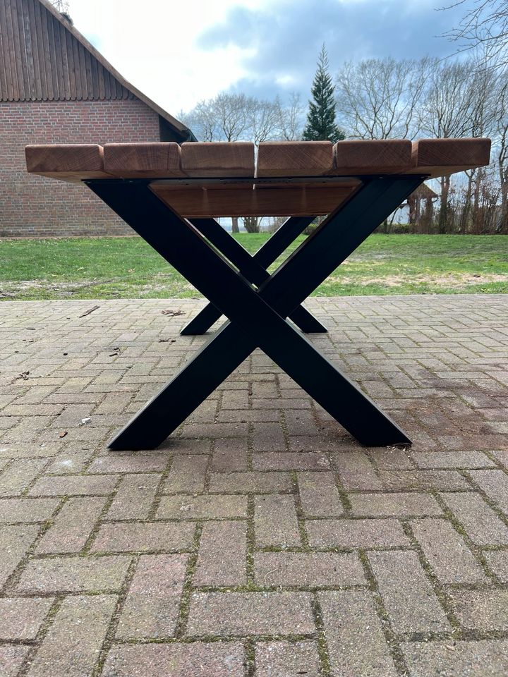 Gartentisch Eiche Massivholz Gartenmöbel Tischplatte 200x95 cm in Gehrde