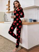 NEU Damen Pyjama Overall Jumpsuit Einteiler Schwarz Rot Herzen M Bayern - Neutraubling Vorschau