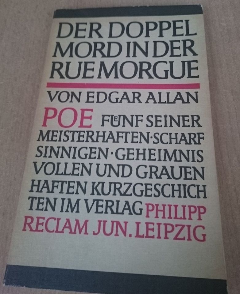 Der Doppelmord in der Rue Morgue, - Edgar Allan Poe -1980 Reclam in Köln