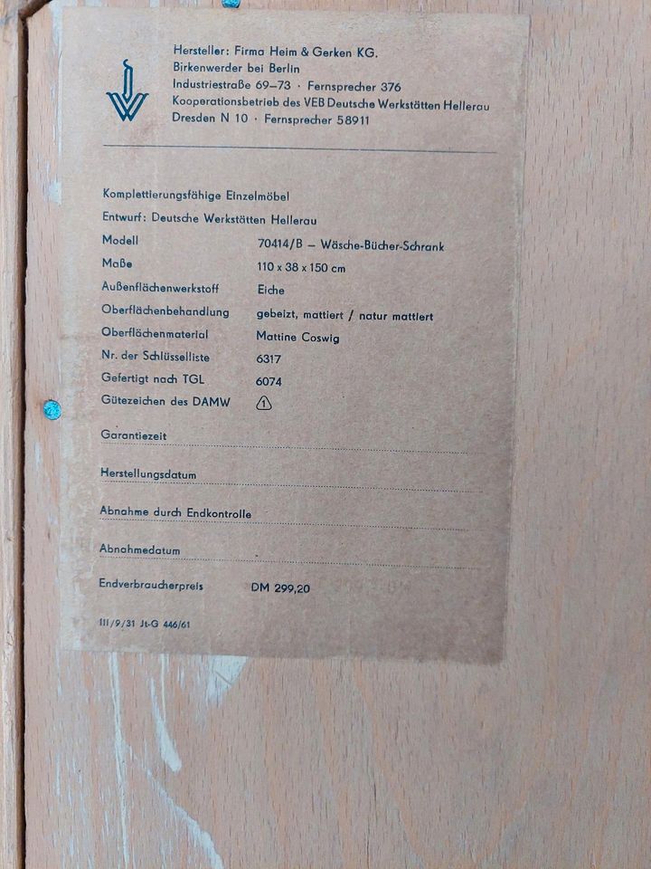 Vintage Hellerau 414 Kleiderschrank Holzschrank 60er 70er DDR in Leipzig