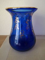 Vase blau Glas mit Goldrand und Golddekor Bohemia 19,5 cm Bayern - Hutthurm Vorschau