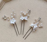Braut Haarspangen in weiß mit Blumen Dekor und Perlen Nordrhein-Westfalen - Brühl Vorschau