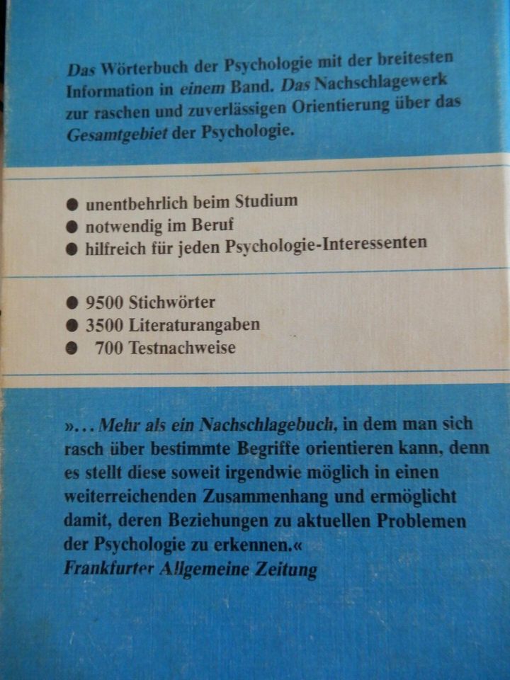 Psychologies Wörterbuch von Friedrich Dorsch, 10. Auflage 1982 in Ehekirchen