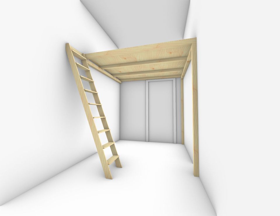 Hochbett bauen, Einbaumöbel, loft bed, 3D Voransicht, Handwerker in Berlin